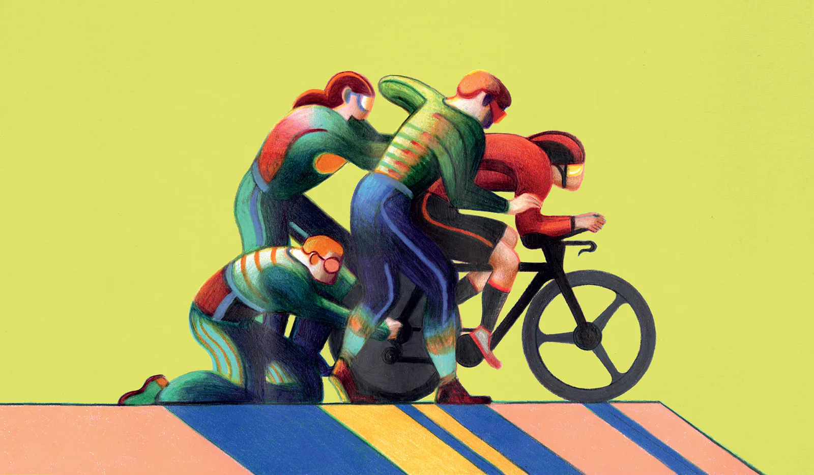 Illustrazione ciclista su pista